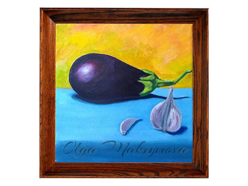 Eggplant With Garlic. Still Life, 2018